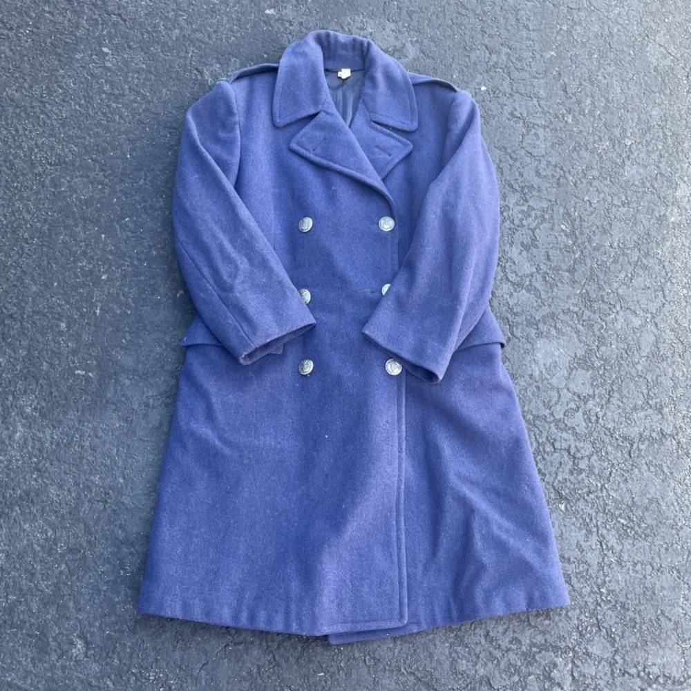Men's Peacoat Navy Blue Vintage Military Issue 100% Wool Coat Men’s 35XS